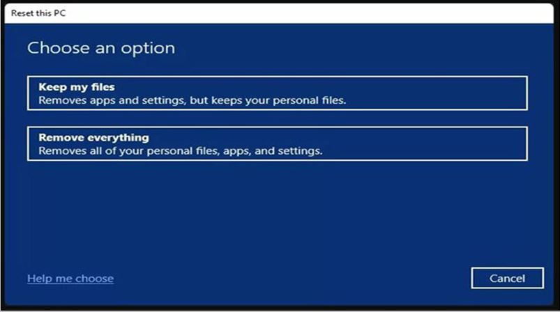 factory reset windows 11