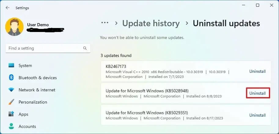 How to uninstall Windows 11 23H2