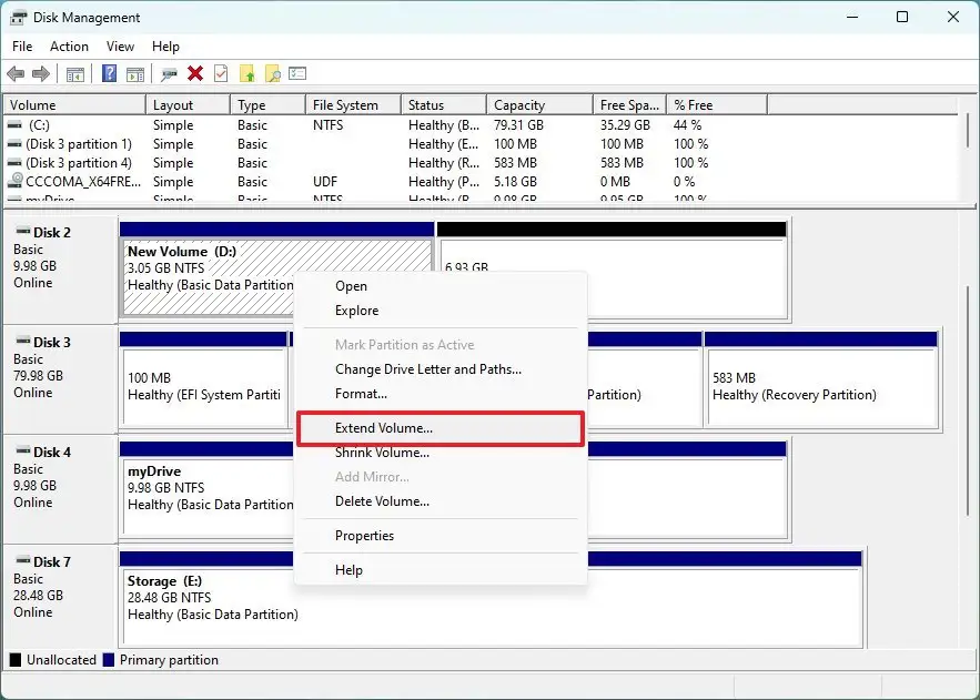 How to change partition size in Windows 11