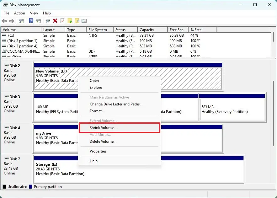 How to change partition size in Windows 11