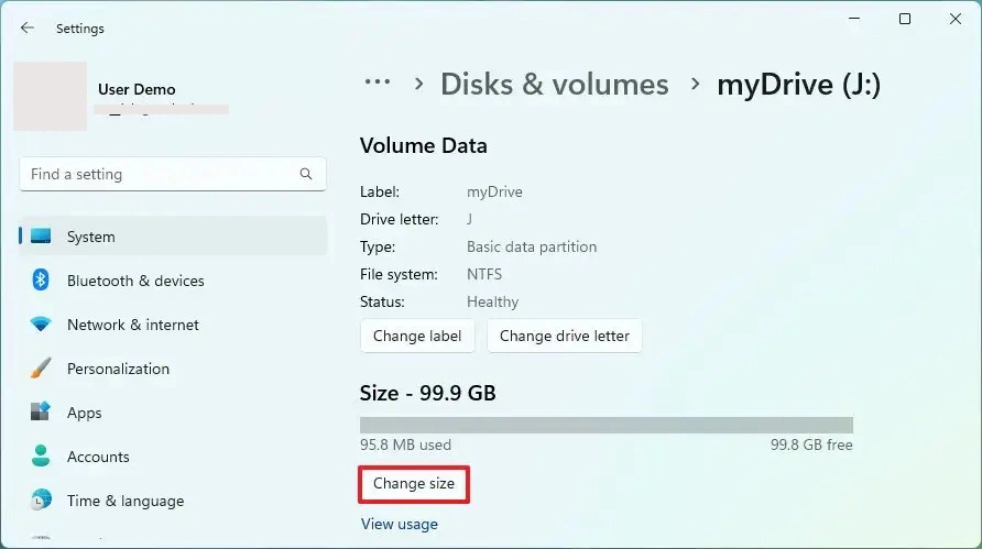 How to change partition size in Windows 11