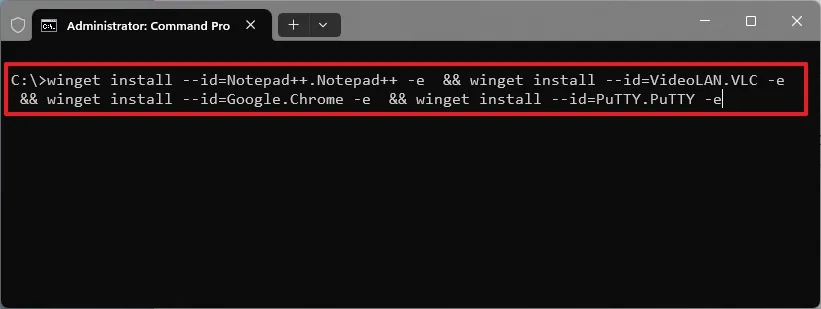 How to install multiple applications using winget on Windows.